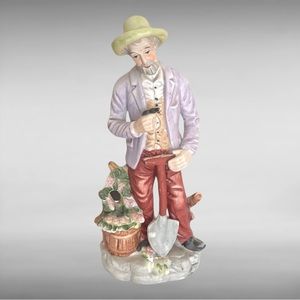 Vintage UGCG Grandpa Figurine with Plants and Spade